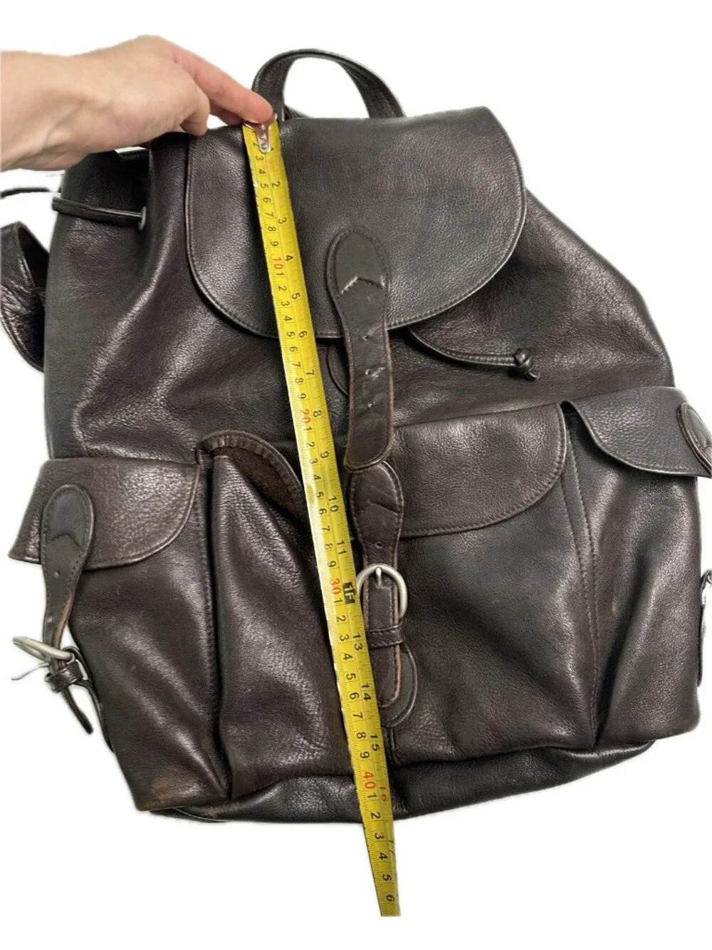 London Fog Leather Backpack Dark Brown Rucksack Rustic Travel Heritage Bag